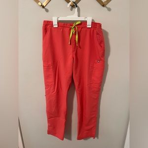 Hot Coral Medium Petite Skinny Scrub Pants - Figs